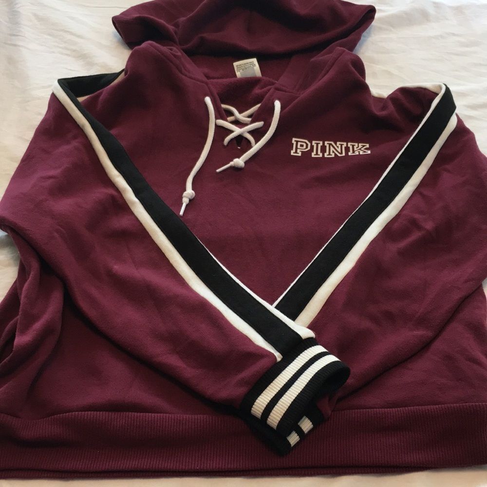 PINK Maroon Black Hoodie